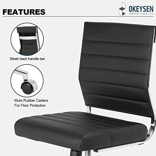 Okeysen Mid Back Armless Leather Office Chair for Conference Rooms