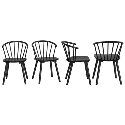 4 LUE BONA Black Farmhouse Dining Chairs, Semicircular Backrest, 18" High