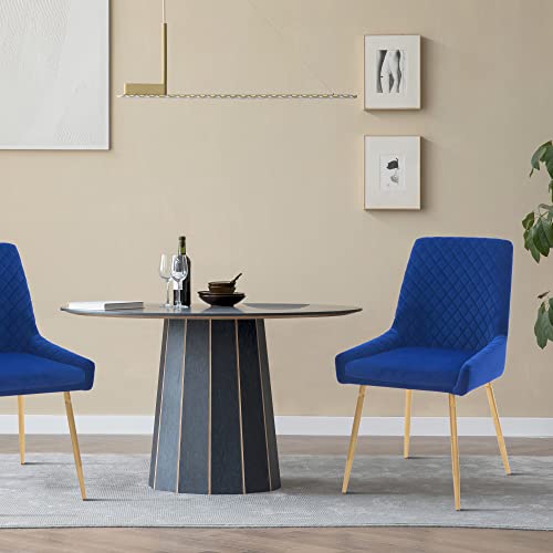 Mid-Century Velvet Dining Chairs Set of 2, Sapphire Blue