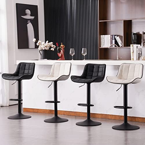 Modern Black Bar Stools Set of 2 for Kitchen Islands