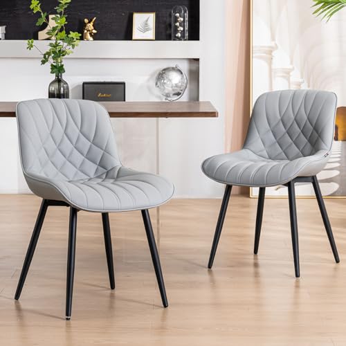 Mid Century Modern Grey Dining Chair Set of 2