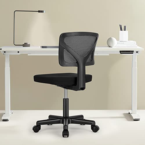 Ergonomic Black Desk Chair with Wheels for Small Spaces