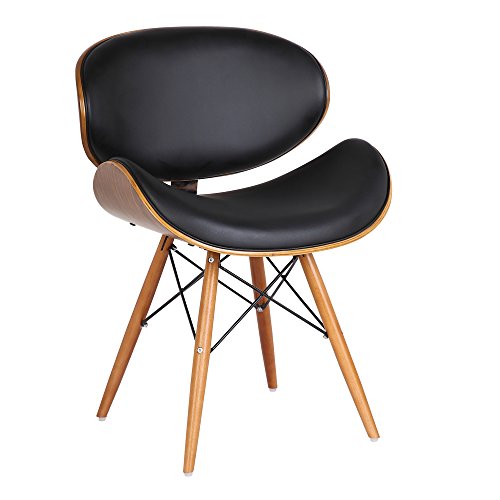 Armen Living Cassie Black Faux Leather & Walnut Dining Chair