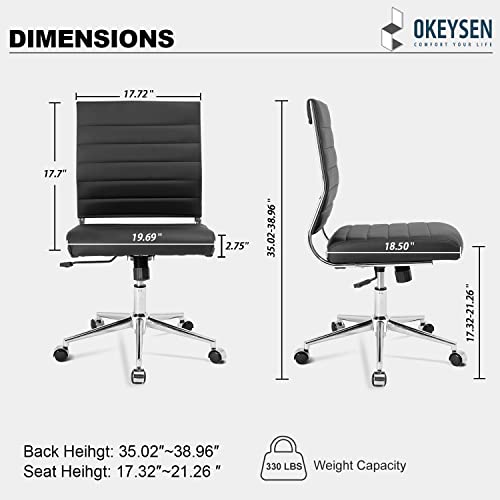 Okeysen Mid Back Armless Leather Office Chair for Conference Rooms