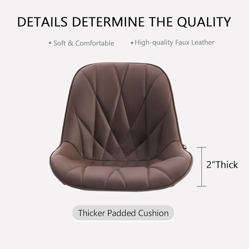 Modern Brown Faux Leather Dining Chairs Set of 2 for Kitchen and Dining Room
