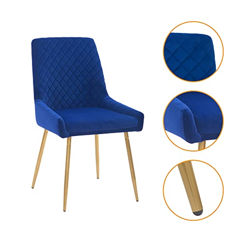 Mid-Century Velvet Dining Chairs Set of 2, Sapphire Blue