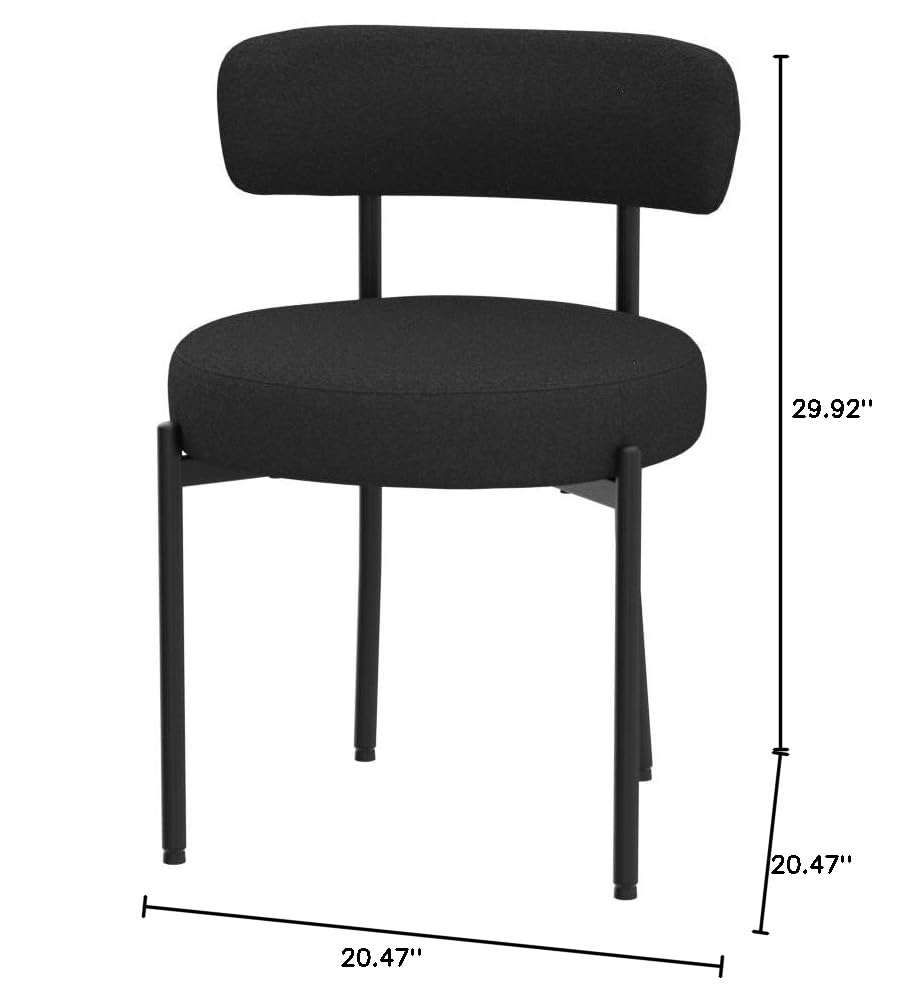 Black Mid-Century Dining Chairs Set of 2 for Kitchen and Dining Room
