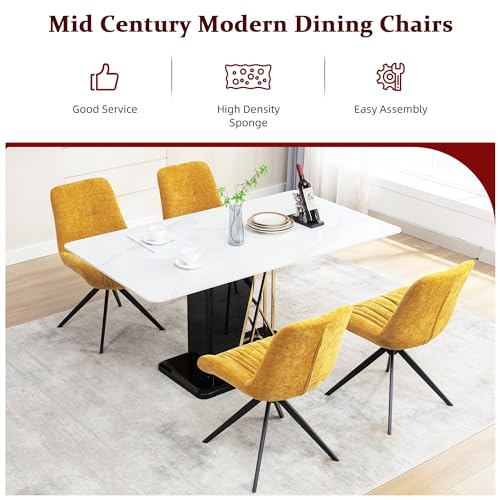 JNS AVIATION Set of 2 Mid Century Modern Yellow Swivel Dining Chairs