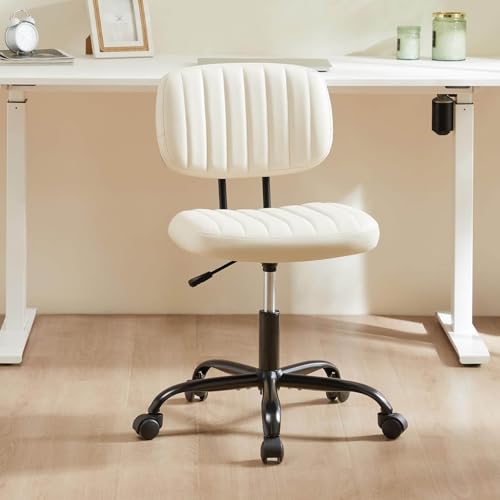 Elevon Adults & Students Rolling Desk Chair with Lumbar Support, Comfy PU Leather, No Arms