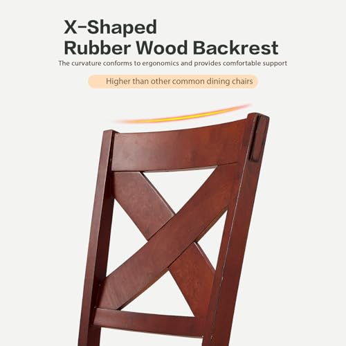 MELLCOM Set of 2 Modern Farmhouse Upholstered Dining Chairs with Cross Back, Cherry