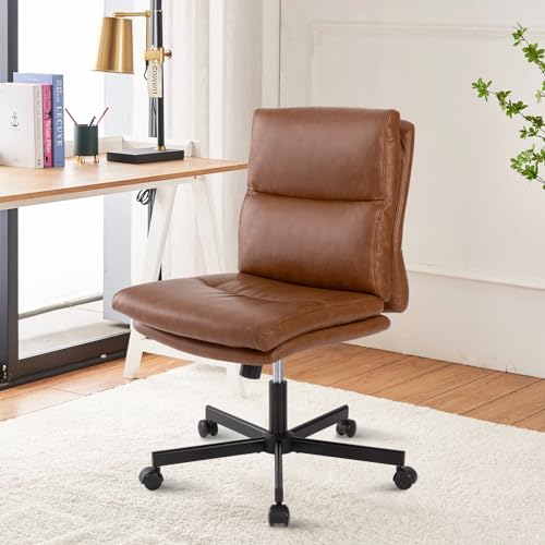 Armless Swivel Office Chair with Wheels, Mid-Back Task Chair