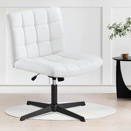 White Armless Swivel Office Desk Chair