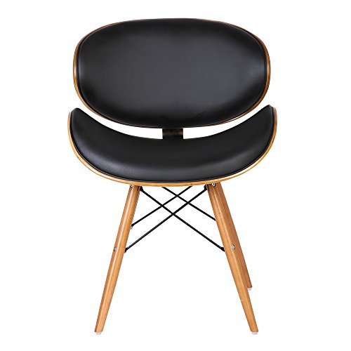 Armen Living Cassie Dining Chair - Black Faux Leather & Walnut, 20D x 21W x 31H