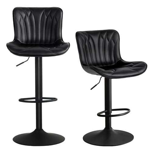 JNS AVIATION 2-Pack Black Adjustable Bar Stools - 24 Inch Height
