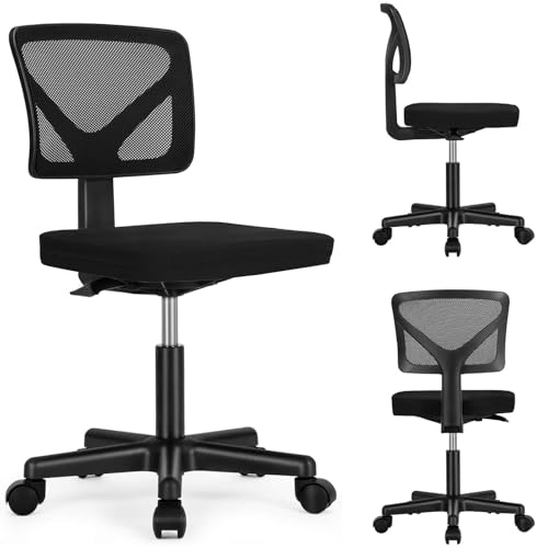 Elevon Ergonomic Armless Desk Chair for Small Spaces - Adjustable Rolling Mesh Swivel Chair