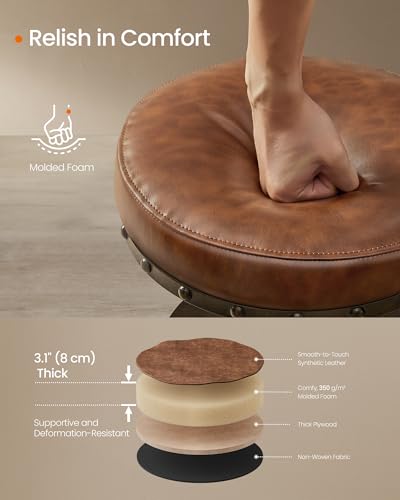 Songmics Steampunk Adjustable Swivel Bar Stools, Caramel Brown