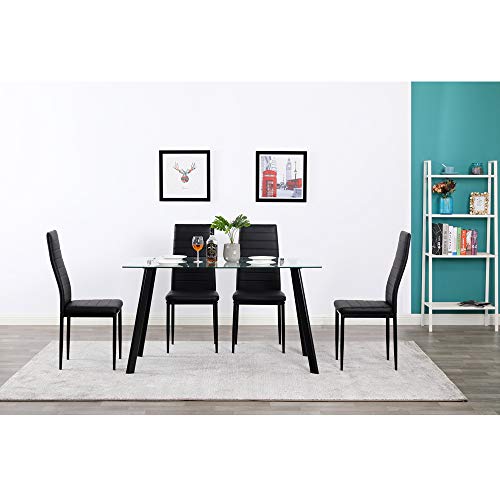 Karl Home Black Leather Dining Chairs Set of 4 for Dining and Living Room