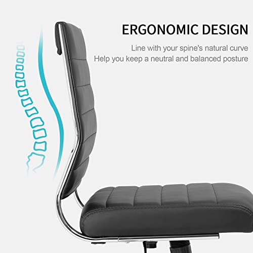 Okeysen Mid Back Armless Leather Office Chair for Conference Rooms