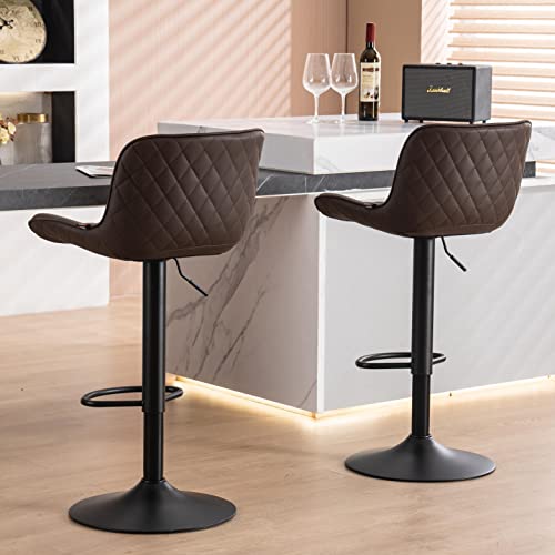JNS AVIATION Modern Brown Bar Stools with Back for Kitchen Island