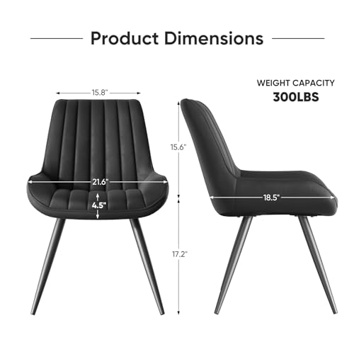 Modern Dining Chairs Set of 2 for Kitchen- Black
