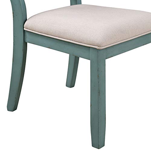 Roundhill Prato Blue and Tan Cross Back Dining Chairs, Set of 2