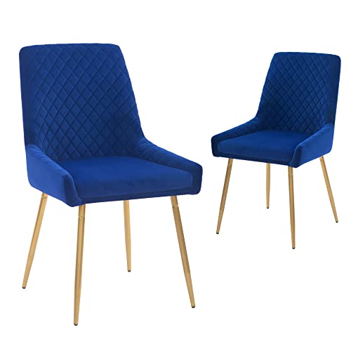 Mid-Century Velvet Dining Chairs Set of 2, Sapphire Blue