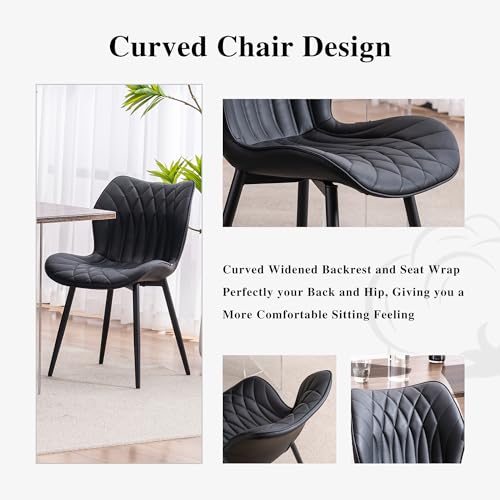 Set of 2 Upholstered Faux Leather Dining Chairs for Modern Living Spaces