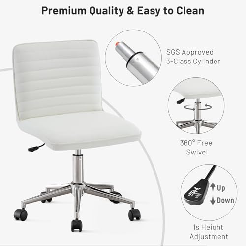 IvoryWhite PU Leather Swivel Office Chair