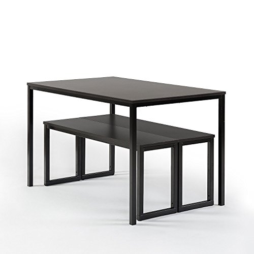Zinus Louis Modern Soho Dining Table Set with Two Benches - Espresso