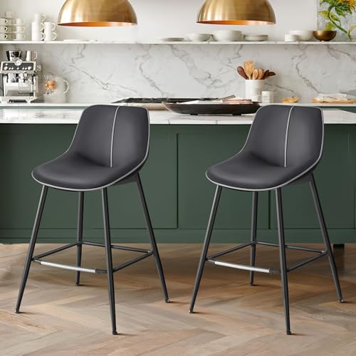 VASAGLE Ergonomic Bar Stools with Back, Ink Black