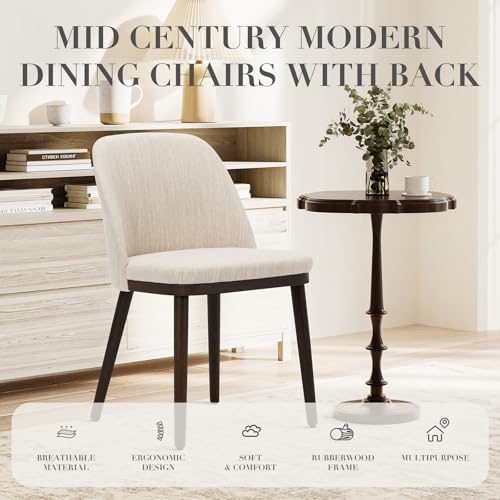 JNS AVIATION Beige Modern Upholstered Dining Chair Set with Wood Legs