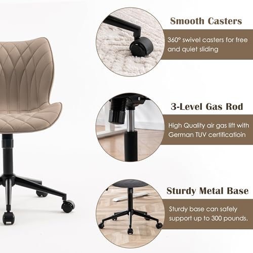 JNS AVIATION Adjustable Faux Leather Swivel Office Chair (Khaki)