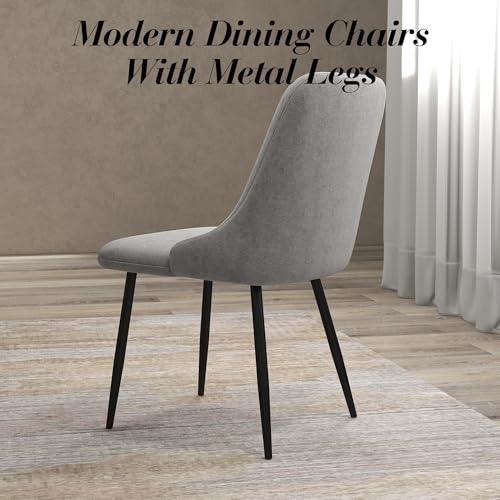 4-Piece Modern Gray Velvet Dining Chair Set with Thick Cushions