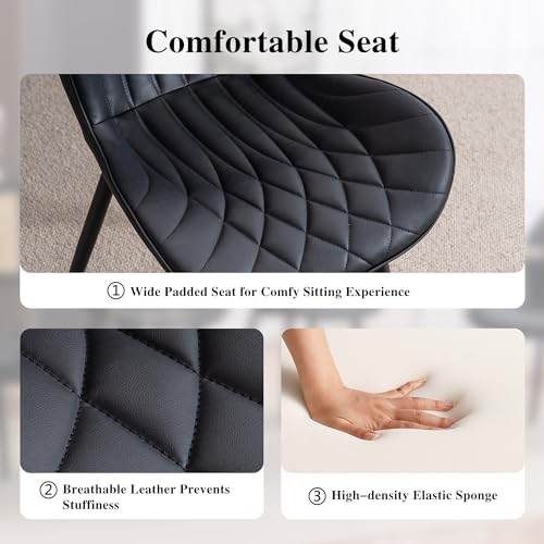 Set of 2 Upholstered Faux Leather Dining Chairs for Modern Living Spaces