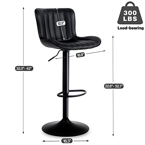 JNS AVIATION Adjustable 24-inch Black Metal Bar Stools Set of 2 for Kitchen Island