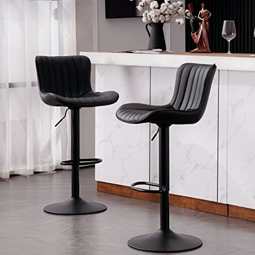 JNS AVIATION Adjustable 24-inch Black Metal Bar Stools Set of 2 for Kitchen Island