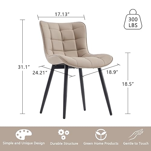 Modern Khaki Dining Chairs Set of 2 for Kitchen or Dining Room