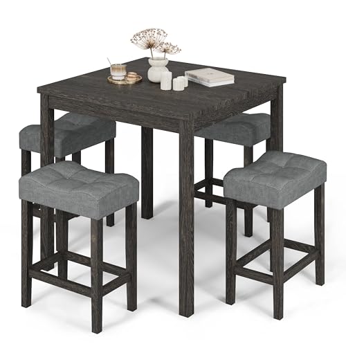 Modern Black 5-Piece Counter Height Dining Table Set