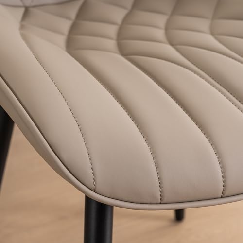 JNS AVIATION Mid-Century Modern Khaki Upholstered Dining Chair Set