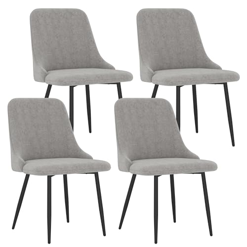 4-Piece Modern Gray Velvet Dining Chair Set with Thick Cushions