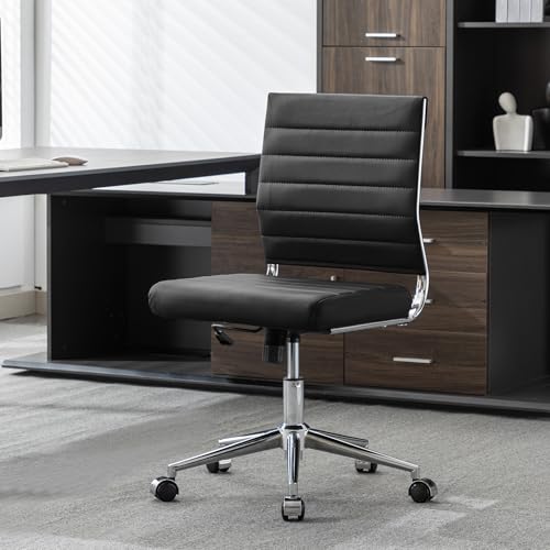 Okeysen Mid Back Armless Leather Office Chair for Conference Rooms
