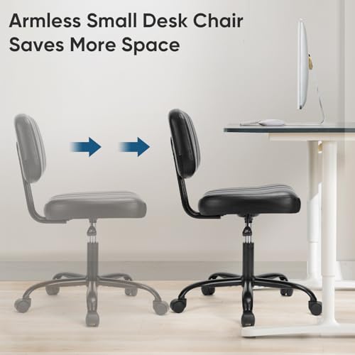 DUMOS Ergonomic Small Black Desk Chair with Adjustable Height Support