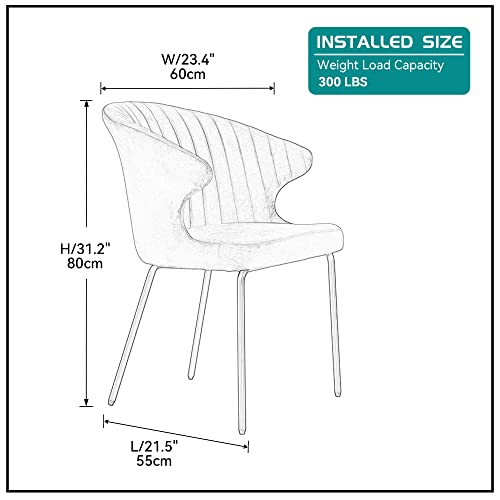 KevinPlus Set of 2 Navy Blue Velvet Dining Chairs with Metal Legs