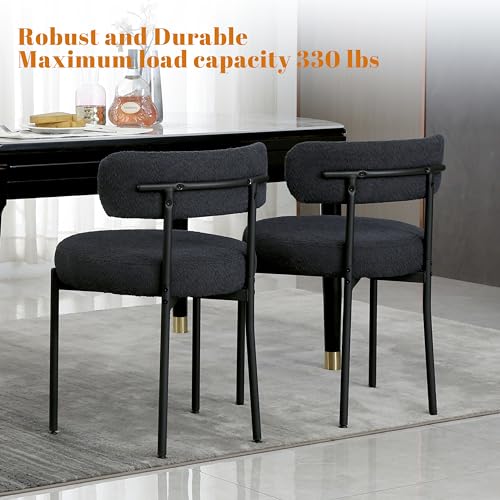 Black Mid-Century Dining Chairs Set of 2 for Kitchen and Dining Room
