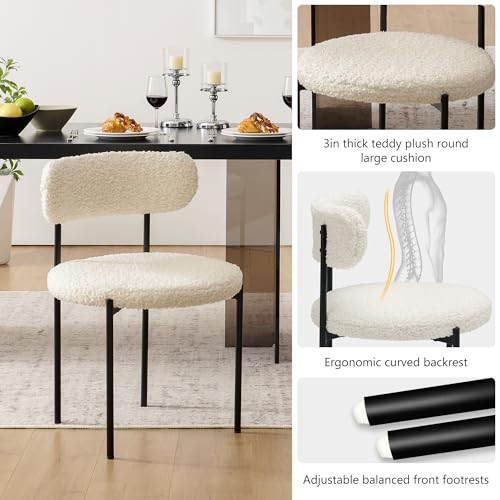 Modern Black and White Dining Chairs Set - Comfortable Upholstered Chairs for Dining Room (Set of 4)