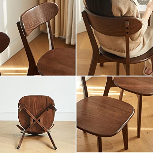 Mid-Century Modern Oak Dining Chairs with Curved Backrest, Walnut Finish (1)