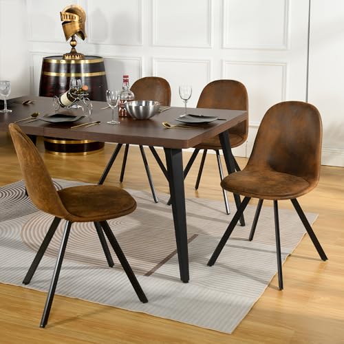 4 Swivel Brown Suede Dining Chairs for Your Dining Room