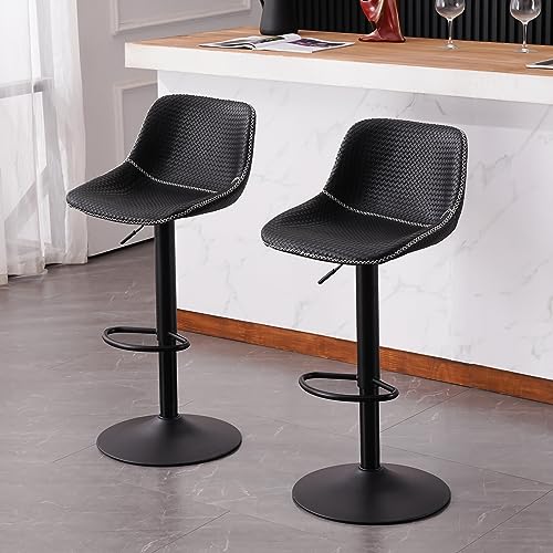 JNS AVIATION Set of 2 Adjustable Faux Leather Bar Stools for Kitchen Islands