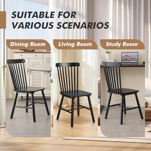Windsor Black Spindle Back Dining Chairs for Kitchen & Living Room