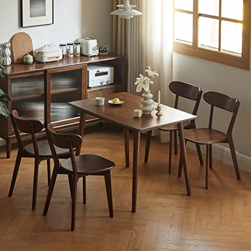 Mid-Century Modern Oak Dining Chairs with Curved Backrest, Walnut Finish (1)